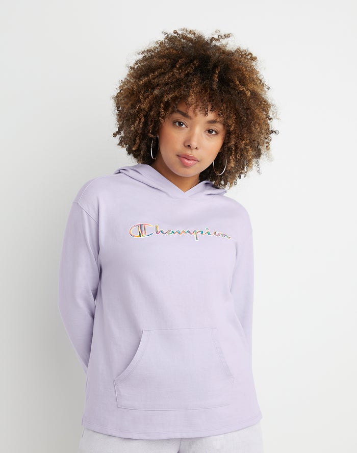 Champion Hoodie Dames - LichtPaars - Middleweight Brush Stroke Script Logo ( 291354-BZO )